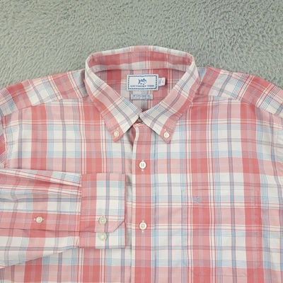 Southern Tide Shirt Mens Large Pink Plaid Intercoastal Performance Button Down - Image 1 of 4