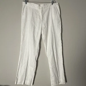 Garnet Hill 100 % Leinen Hose weites Bein Damengröße 16 weiß Urlaub - Bild 1 von 6