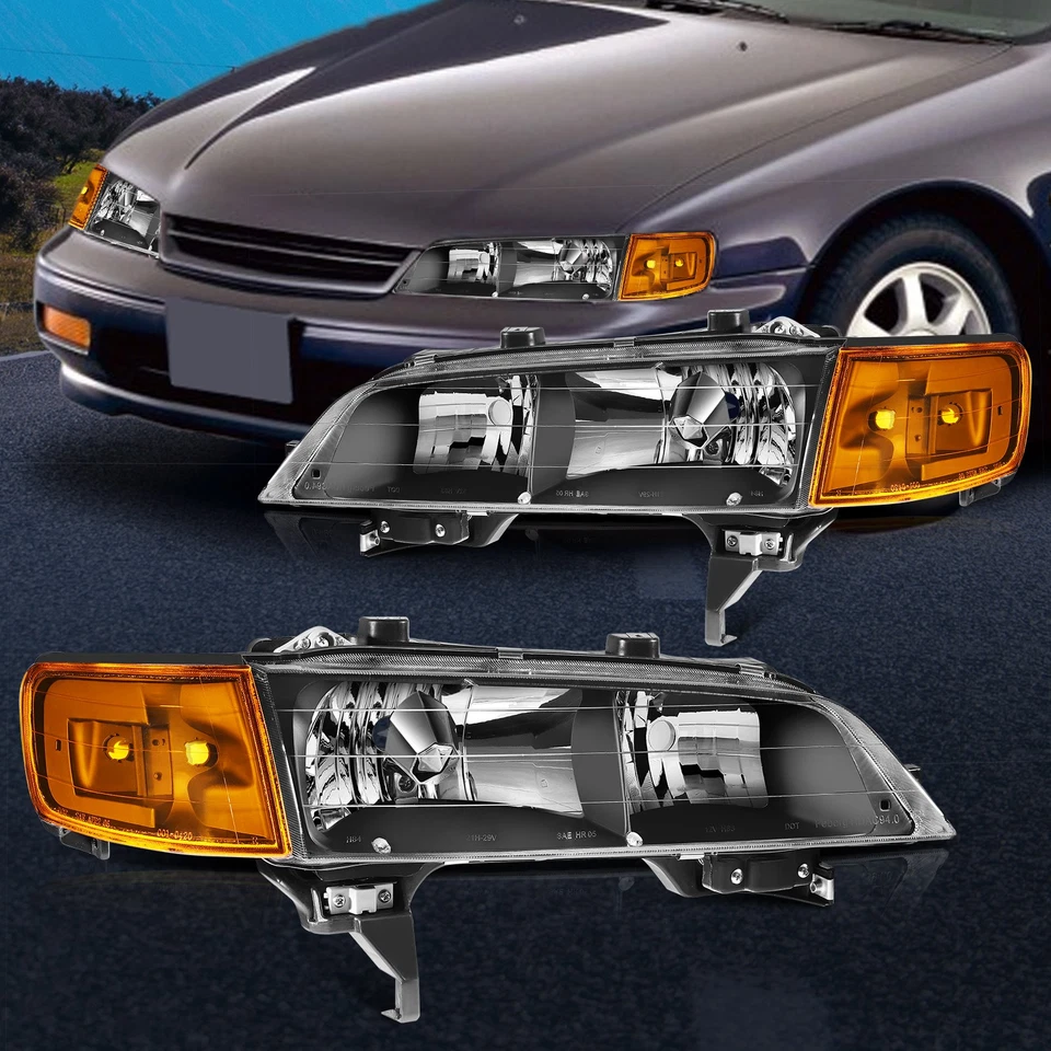 For 1994-1997 Honda Accord Headlights Assembly Front Replacement Headlamps Xenon - Image 1 of 4