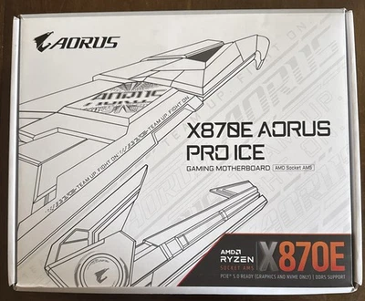 GIGABYTE X870E AORUS PRO ICE AMD AM5 LGA 1718 ATX DDR5 4x M.2 Wi-Fi Motherboard - Image 1 of 2