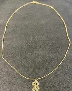 14K Gelbgold Halskette mit "B" Initialen Anhänger - 18" - 1,25g - Italien gemarkt - Bild 1 von 10
