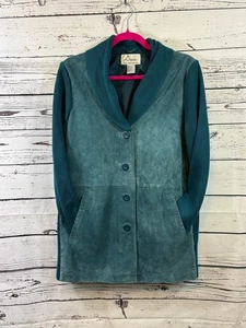 Women's Linea by Louis Dell'Olio Suede Knit Jacket S Teal - Picture 1 of 6
