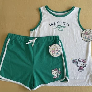 Conjunto de camiseta sin mangas y pantalones cortos de tenis Sanrio Mad Engine Hello Kitty para niñas XL 14 - Imagen 1 de 12