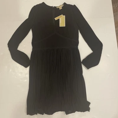 MICHAEL Michael Kors Pleated Mini Dress NWT - Black - Petite Small (PS) - Image 1 of 4