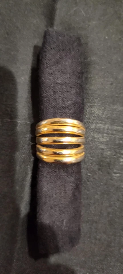 Robert Lee Morris Para Donna Karan Vintage Chapado en Oro 24k 5 Bandas 3/4 Pulgadas... Foto 1 de 4