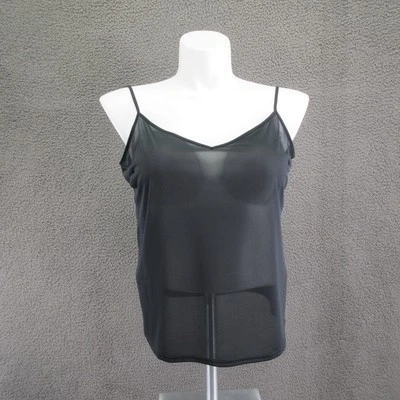 Blusa sin mangas Anne Klein para mujer grande negra malla transparente camisola capas Foto 1 de 4