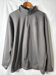John Deere Men’s XL Gray 1/4 Zip Long Sleeve Pullover Shirt Top - Picture 1 of 8