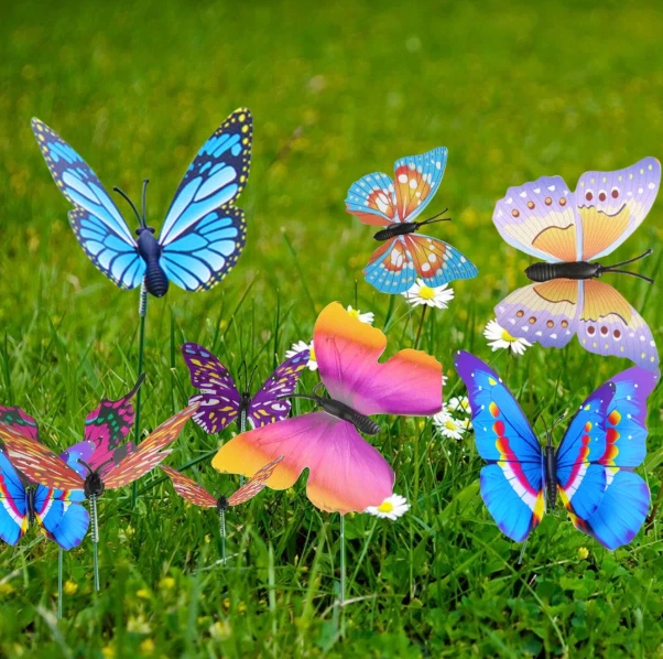 50x Garden Yard Butterfly Dragonfly Stakes Outdoor Planter Flower Bed Home Decor - Image 1 of 1