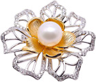 JYX Fine Pearl Brooch Pin 10.0mm Natural Freshwater White Pearl Weddding Brooch