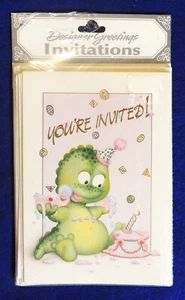 Sobres de tarjetas de invitación de fiesta de cumpleaños para niños You're Invited 8 piezas pastel de dinosaurios - Imagen 1 de 1