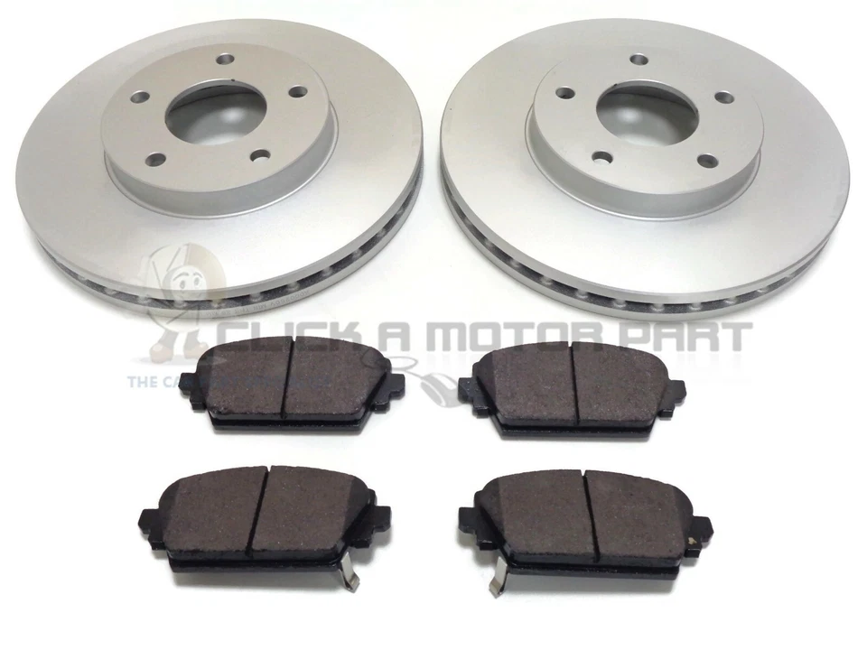 PARA NISSAN ALMERA TINO 2000-2006 1.8 2.0 2.2 DCi DELANTERO 2 DISCOS DE FRENO Y PASTILLAS NUEVO Foto 1 de 1