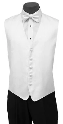 Men's White Andrew Fezza Fullback Tuxedo Vest with Bow Tie Sparkle Shiny Medium - Image 1 of 4