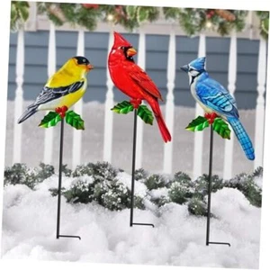 Metal Birds Garden Stakes 3 Pack Outdoor Lawn Ornaments, Garden Multicolor 3 - Picture 1 of 7