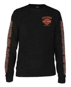 Harley-Davidson Men's Eagle Piston Long Sleeve Crew Shirt, Black 30299947