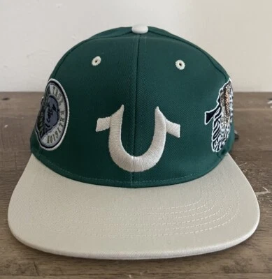 Gorra True Religion Verde Múltiples Parches Guitarra Buda Tigre Emoji Snapback  Foto 1 de 4