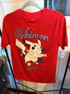 Boys Pokémon Pikachu Graphic T-Shirt Red Short Sleeve XL - Picture 1 of 3