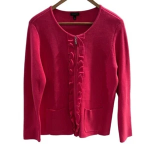 Talbots Damen Full Zip Rüschen vorne Pullover Cardigan Rosa S - Bild 1 von 5