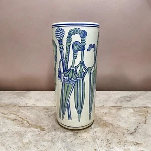 Classic Umbrella Stand Ceramic 18" Round Tall Retro Victorian Green Holder   - Picture 1 of 13