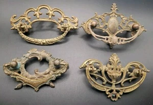 Lot Of 4 VICTORIAN Reclaimed Bronze  Brass Drawer Pulls New Old Stock L-159 - Picture 1 of 13
