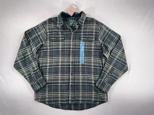 Woolrich Shirt Men Large Green Plaid Brawny Flannel Long Sleeves Shacket NWT - Picture 1 of 10