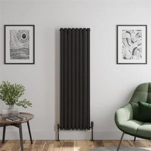 Vertikaler Ovalrohr Doppel Platten Design Heizkörper - 1600 x 480 mm schwarz 16 Rohre - Bild 1 von 8