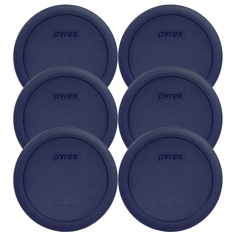 Pyrex 7201-PC 6" Surf Blue Plastic Storage Cover Lid 6PK for 4 Cup Glass Bowl