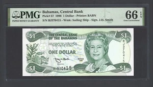 Bahamas One Dollar 1996 P57 Uncirculated Grade 66 - Picture 1 of 2