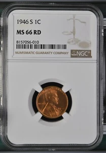 1946 S NGC MS66RD  Lincoln cent - Picture 1 of 2