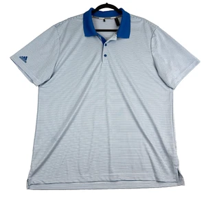 Adidas Golf Polo Shirt Men's XL Blue White Striped Short Sleeve Performance - Picture 1 of 10