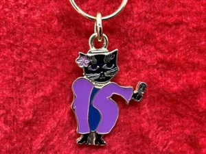 Vintage Keyring FESTIVAL INTERNATIONAL JAZZ Keychain SINGING BLACK CAT Porte-Clé - Picture 1 of 7