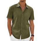Formal Men's Beach Tops Turn Down Collar Solid Shirts With Short Sleeves