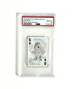 1999 Pokémon Bicycle Mini Machop Blue 6 Of Spades PSA Graded Gem MT 10 Rare! ☄️ - Picture 1 of 3
