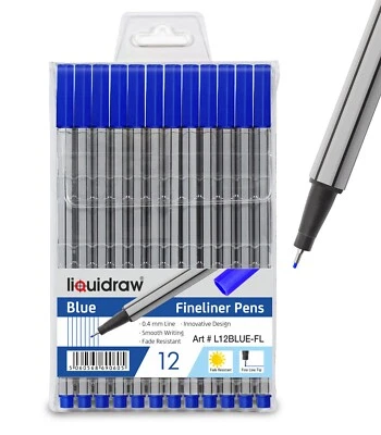 LIQUIDRAW 12 BLAUE FINELINERSTIFTE SET FEINPUNKTSTIFTE 0,4 MM FINELINER BLAU FARBIGE STIFTE