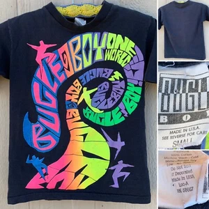 Vintage Bugle Boy One World T-Shirt neon graphics size small - Picture 1 of 12