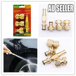 Brass Garden lawn Water Hose fitting Set Connector tap adaptor nozzle 12mm 1/2" - Picture 1 of 15