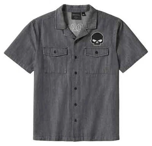 Camisa Harley-Davidson Willie G Calavera Denim Gris/Negro 96383-25VM - Imagen 1 de 2