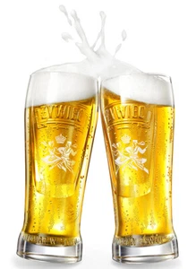 2x Zywiec Politur Bier halbe Pint 10oz Glas geprägt Logo Polen brandneu CE M18 - Bild 1 von 12