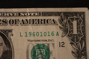 [JAN 16, 1960] [OCT 16, 1960] ONE DOLLAR FANCY BIRTHDAY NOTE  SN  L 19601016 A - Picture 1 of 3