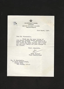 Robert Sidney Foster SIGNED 1967 letter High Commissioner Fiji & Solomon Islands - Picture 1 of 1