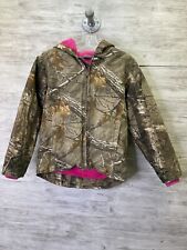 Carhartt Girls Realtree Camouflage Jacket Size Large 14 Pink Fleece Lining Coat