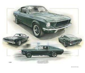 FORD MUSTANG GT350 FASTBACK BULLITT STEVE McQUEEN NUEVO PINTURA IMPRESIÓN ARTE DUGAN - Imagen 1 de 3