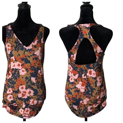 Prana Womens Locano Bra Tank Top Floral Print Size S Racerback Moisture Wicking - Image 1 of 4