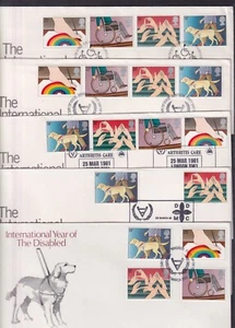 GB 1981 Jahr Behinderter Blindenführhund Signatur Fuß Künstlerwahl FDC Spezial PMKS - Bild 1 von 30