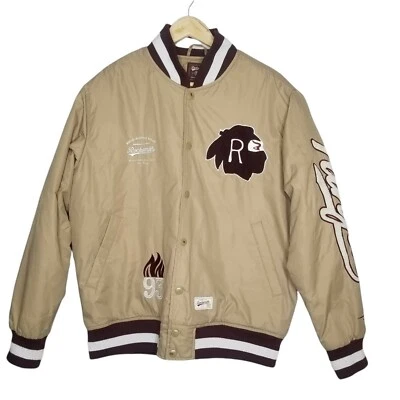 Chaqueta de bombardero universitaria ROCKSMITH Cream World infame Ninjas talla grande  Foto 1 de 4