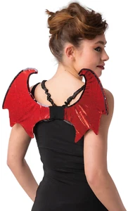 Satanic Devil Wings Red Sequin Ladies Devils Wings Halloween Fancy Dress - Picture 1 of 1