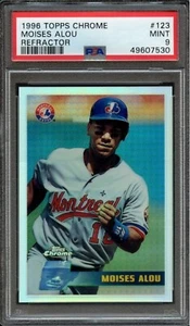 1996 TOPPS CHROME REFRACTOR #123 MOISES ALOU PSA 9 MINT EXPOS - Picture 1 of 2