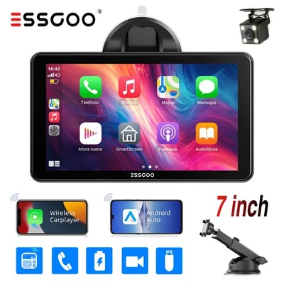 7Zoll Tragbares Autoradio Wireless Apple CarPlay& Android Auto AUX SD USB BT Cam - Bild 1 von 4