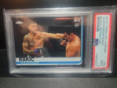 2019 Topps Chrome UFC Aleksandar Rakic #64 Black Refractor (RC) #/10 PSA 9 Rare! - Image 1 of 4