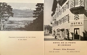 St. Cergue Switzerland “Hotel de la Poste” Restaurant Postcard - Picture 1 of 2