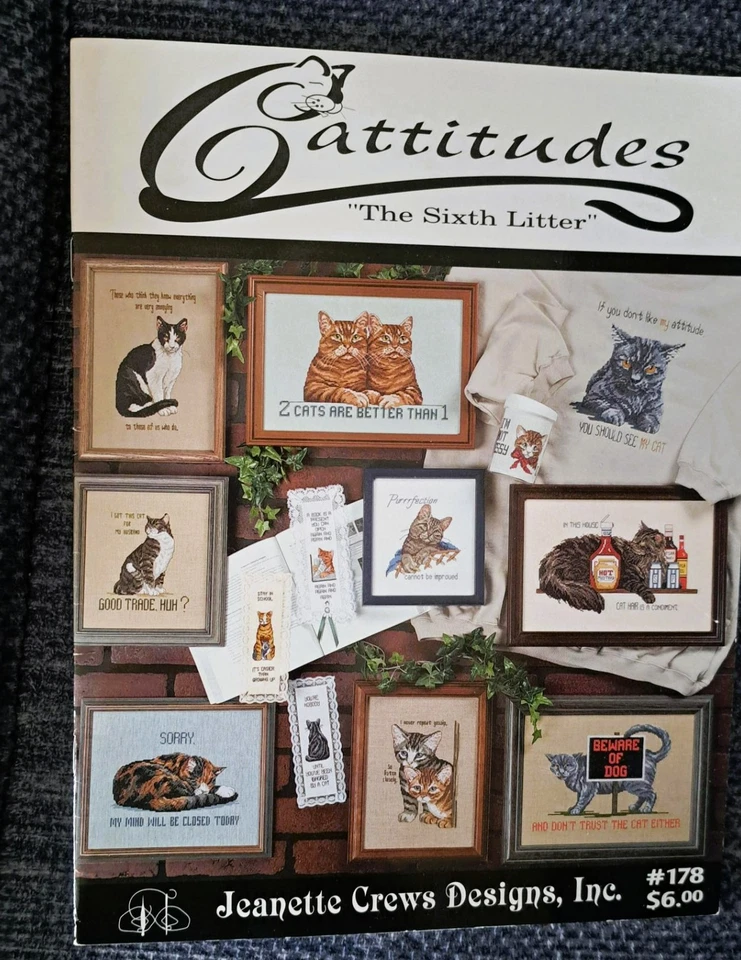 Cats Cross Stitch Cattidues"Sixth Litter"Jeanette Crews Design PATTERN BOOK - Image 1 of 4